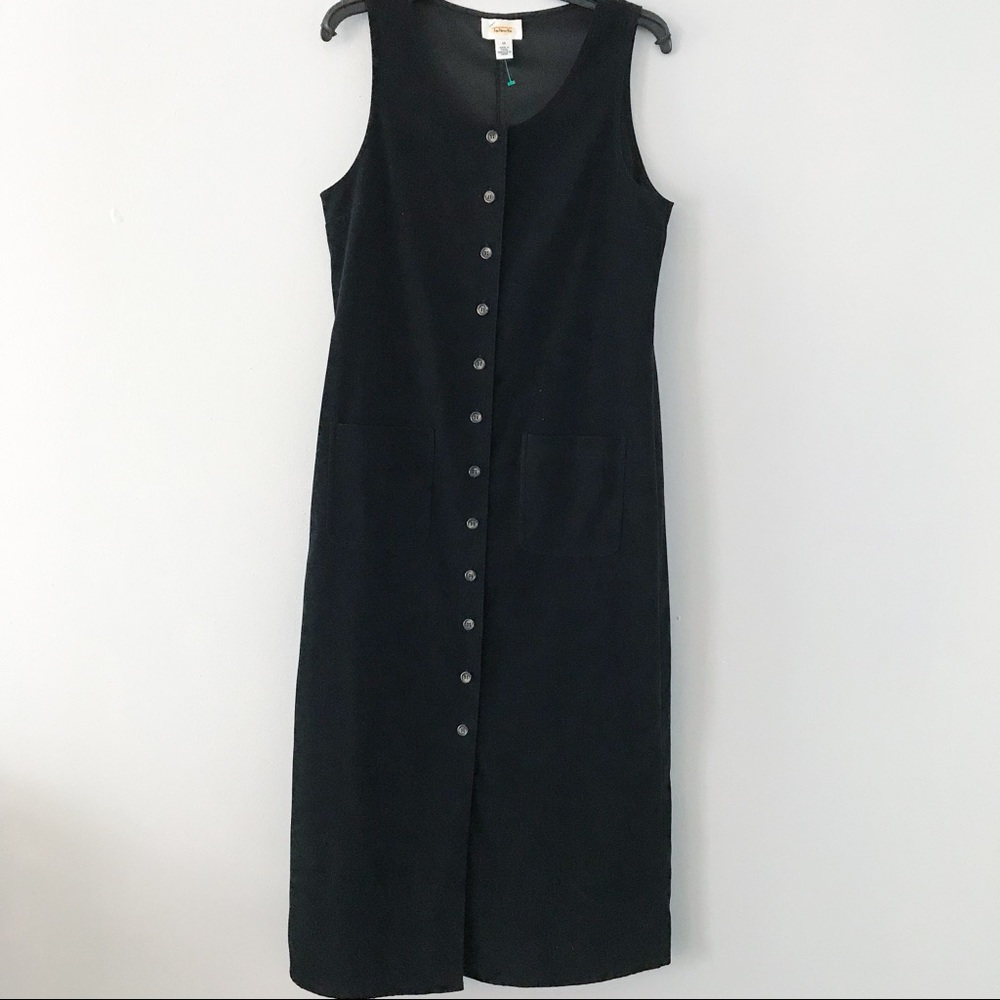 Talbot black button down full length dress